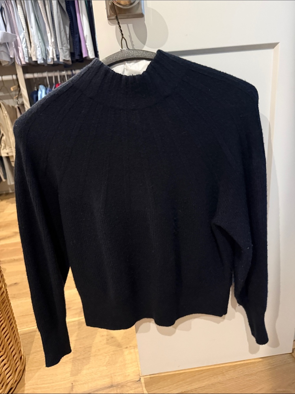 Anthropologie Black Ribbed Mock Neck Sweater